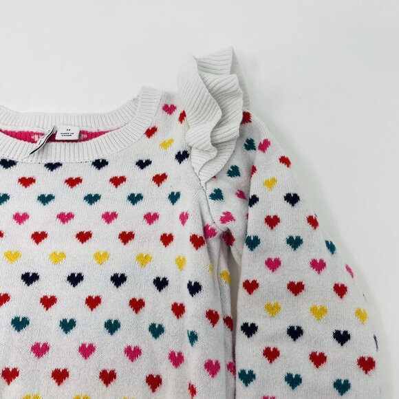 Janie & Jack Toddler Girls 2T Multi Heart Print Ruffle Sweater White $59 2038 - Picture 4 of 7